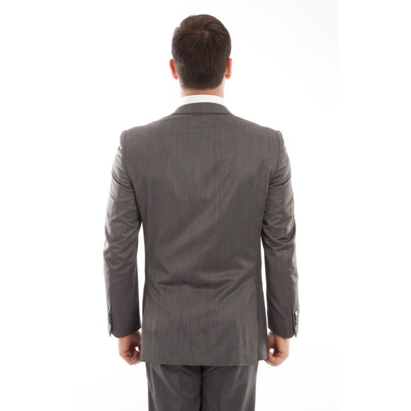 2pc Sharkskin Mens Grey Suit by Tazio - Picture 4 of 4